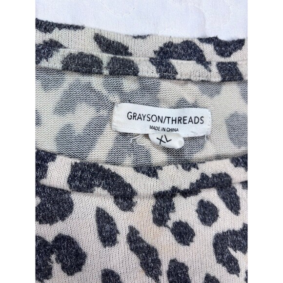 Grayson Threads Leopard Animal Print Soft Knit Long Sleeve Blouse size xl - Picture 2 of 5